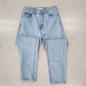 Zara High Waisted Distressed Tapered Mom Jeans Light Wash Women's Size 4